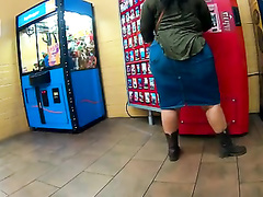 Chunky Latina CHUBBY butt jean skirt